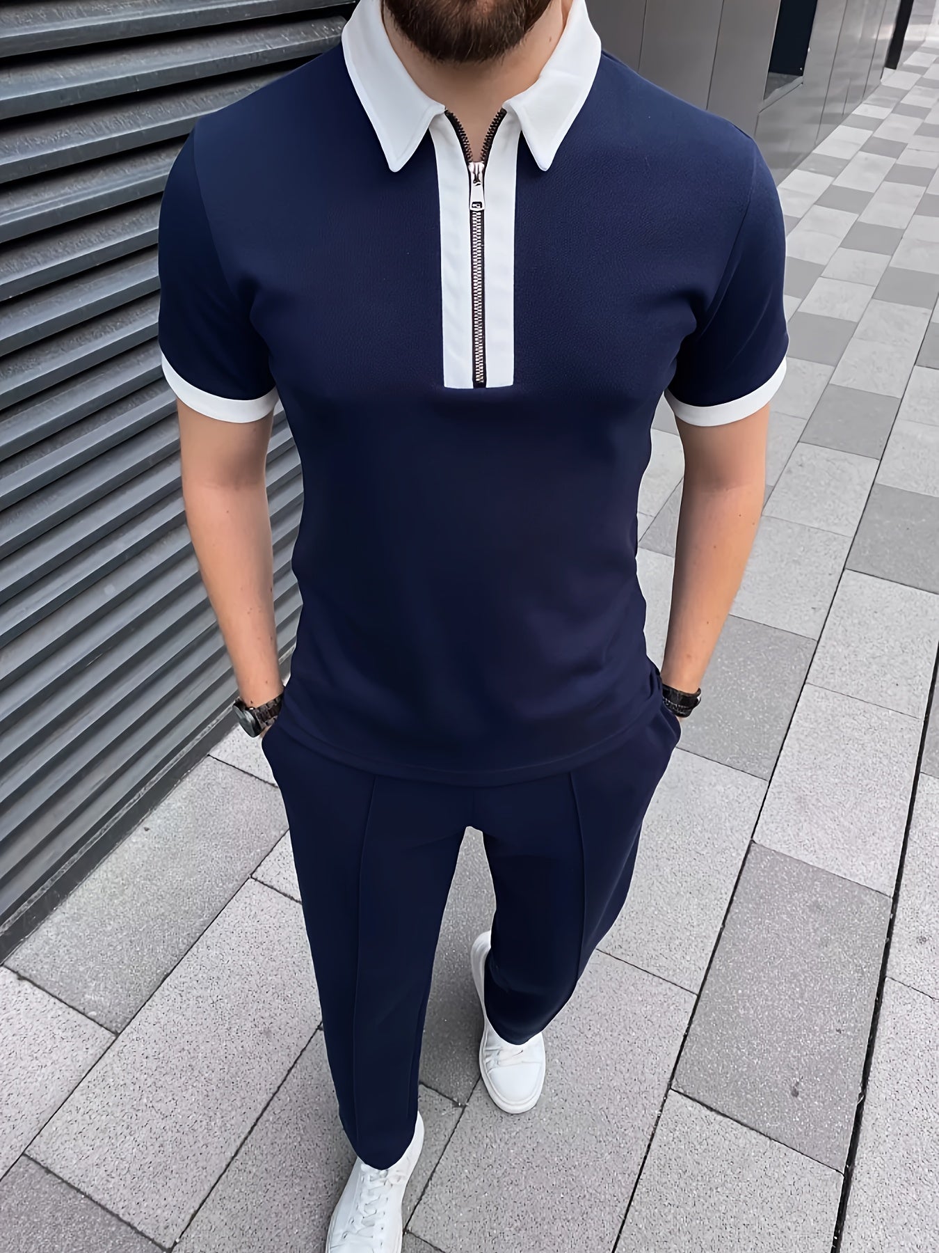 Men's Casual Two-Piece Set - Stretch Comfort Fabric - Suitable for Spring/Autumn Seasons - ayq