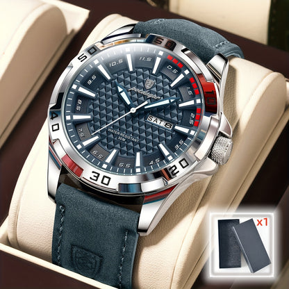 Men's Quartz Watch with PU Leather Strap, Casual Elegant Style
