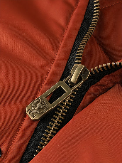 Men'S Winter Jacket with Full-Zip Closure, Hooded Insulated Coat - Bright Orange Cold Weather Outerwear, Zippered Pockets & Hood - Non-Stretch Fabric for Hiking, Commuting, Everyday - Fall/Winter Jacket for Adults, Outdoor Ac