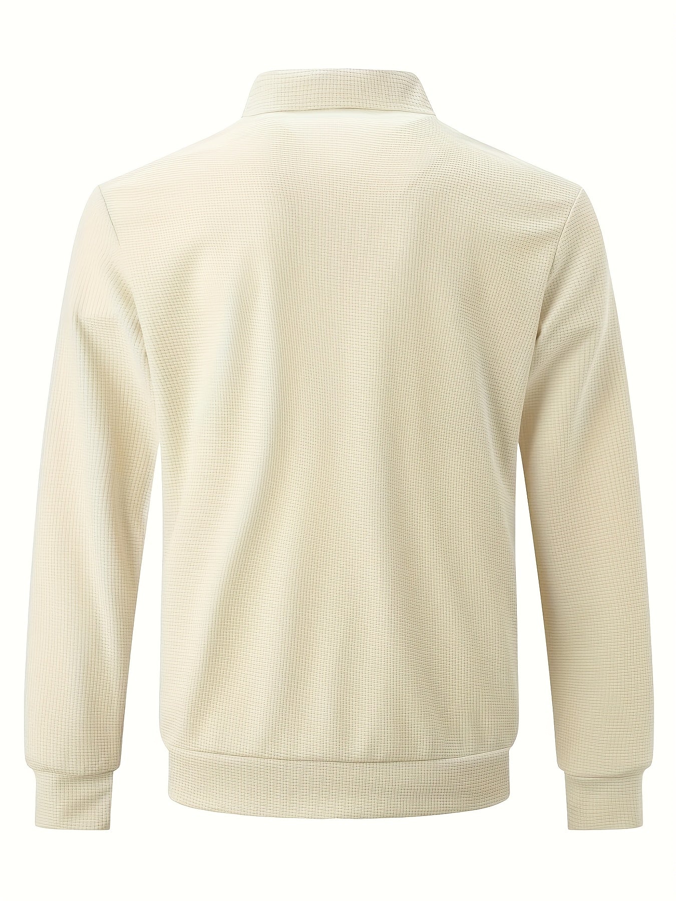 Men'S Light Grey Zip-Up Jacket with Full-Zip Closure, Stand Collar & Zippered Pockets - Heavy-Duty Winter Coat, Machine Washable, Full-Zip Front Closure