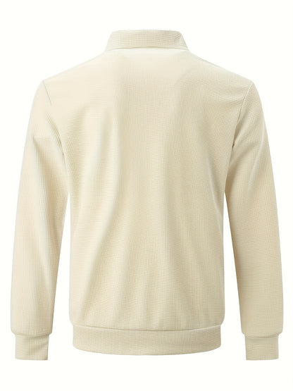 Men'S Light Grey Zip-Up Jacket with Full-Zip Closure, Stand Collar & Zippered Pockets - Heavy-Duty Winter Coat, Machine Washable, Full-Zip Front Closure