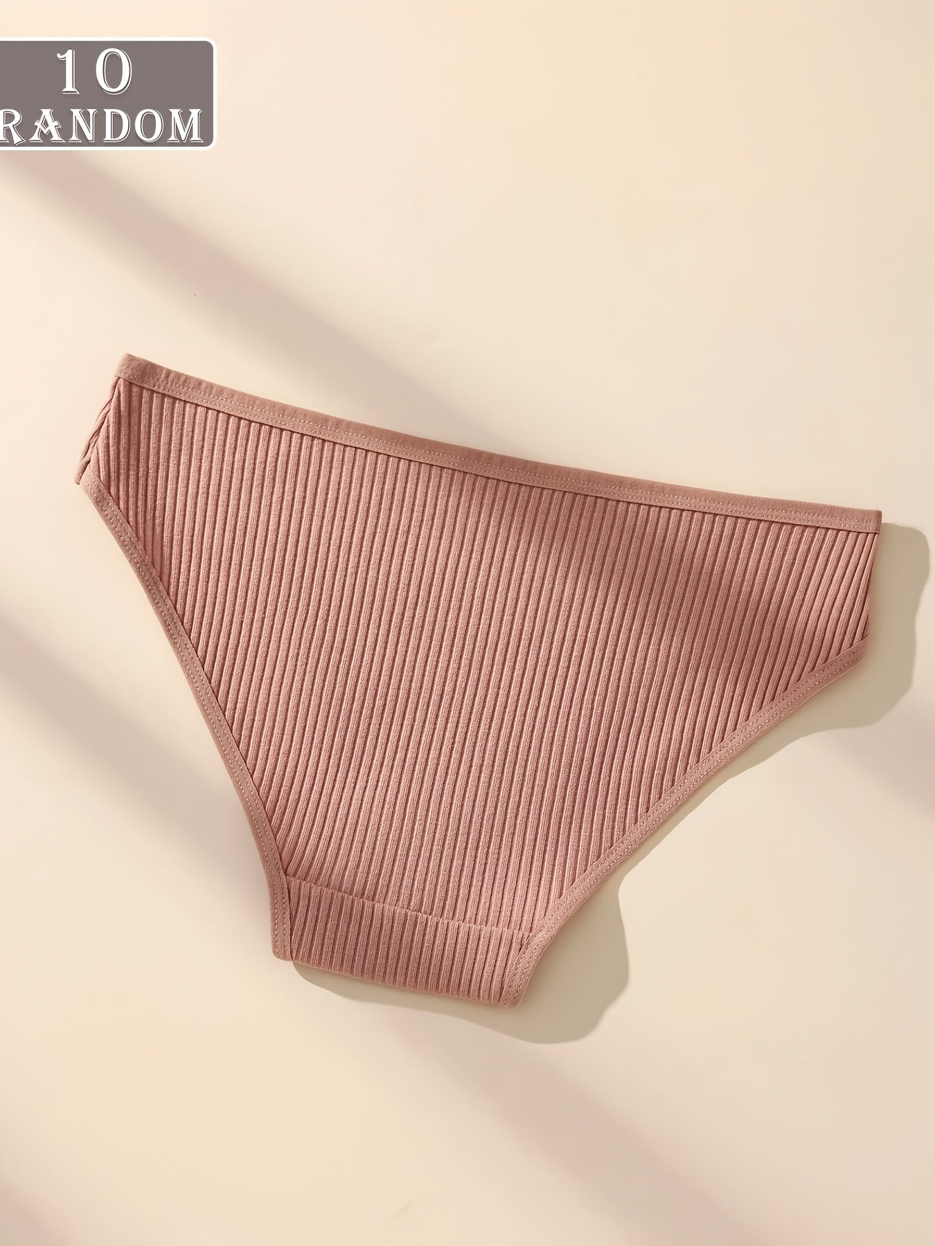 Women’s Ribbed Cotton Briefs 10-Pack, Elegant Mid-Rise
