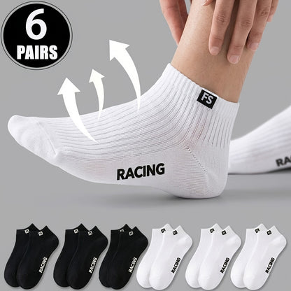 6 Pairs Men's Breathable Short Athletic Socks for Summer