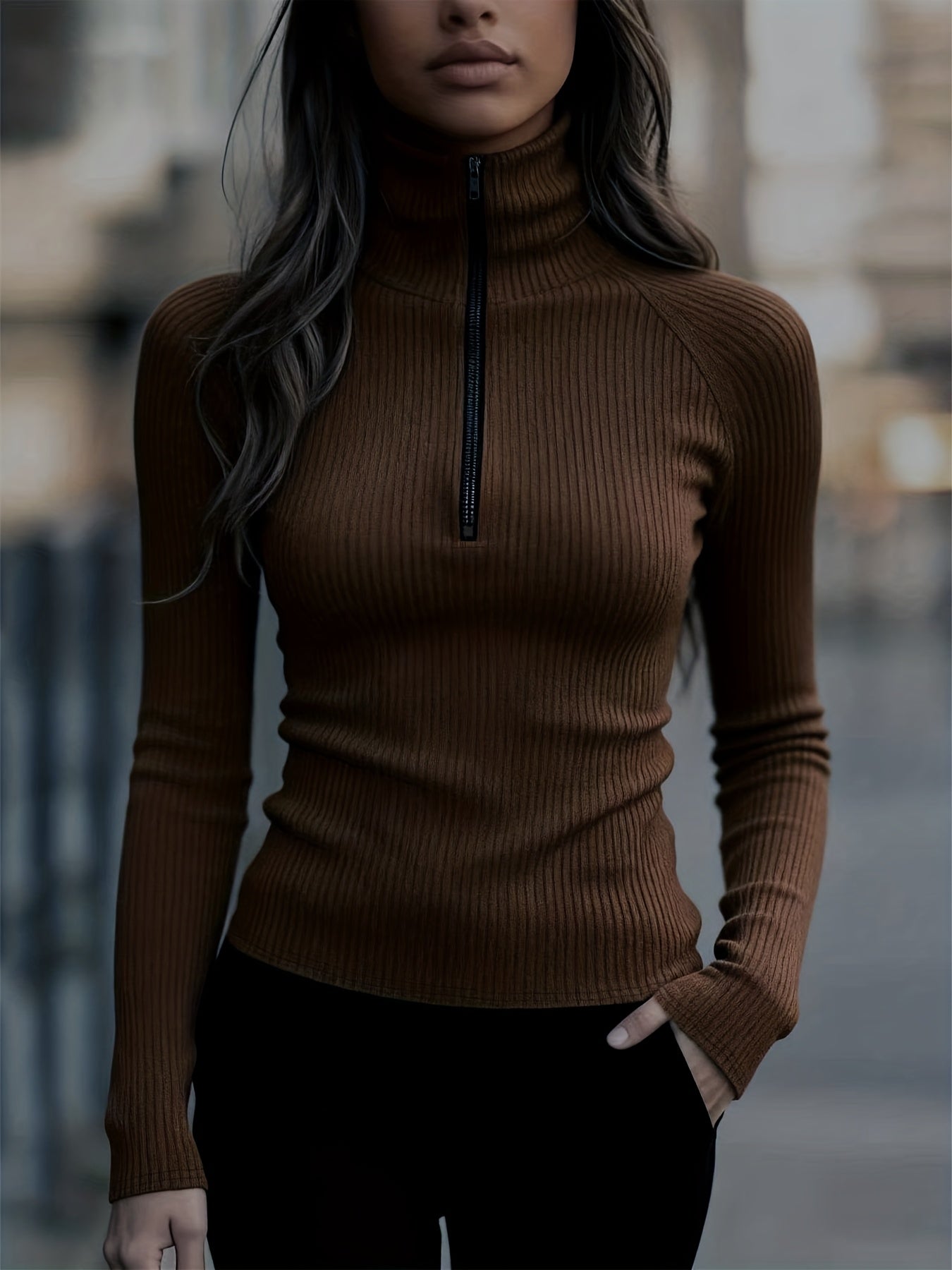 Women's Casual Loose Long Sleeve Pullover Sweater for Fall