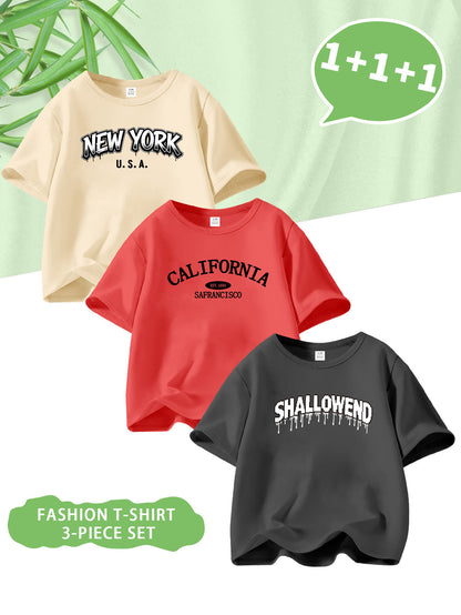 Baby Boys' Casual Long Sleeve T-Shirts with Letter Prints, Spring/Summ - ayq