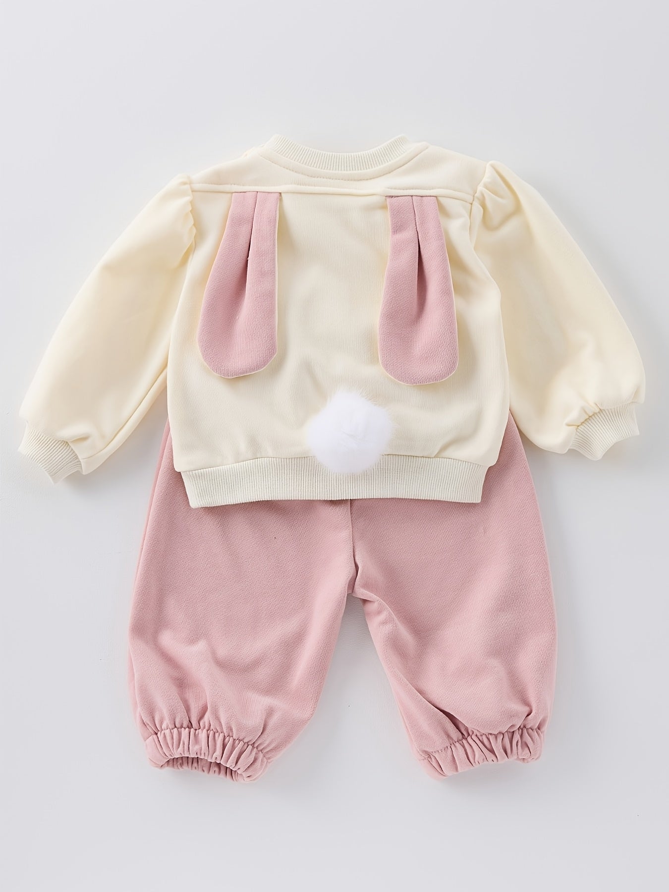 Baby Girl's Cotton Sweatshirt Set with Rabbit Ears for Spring/Fall