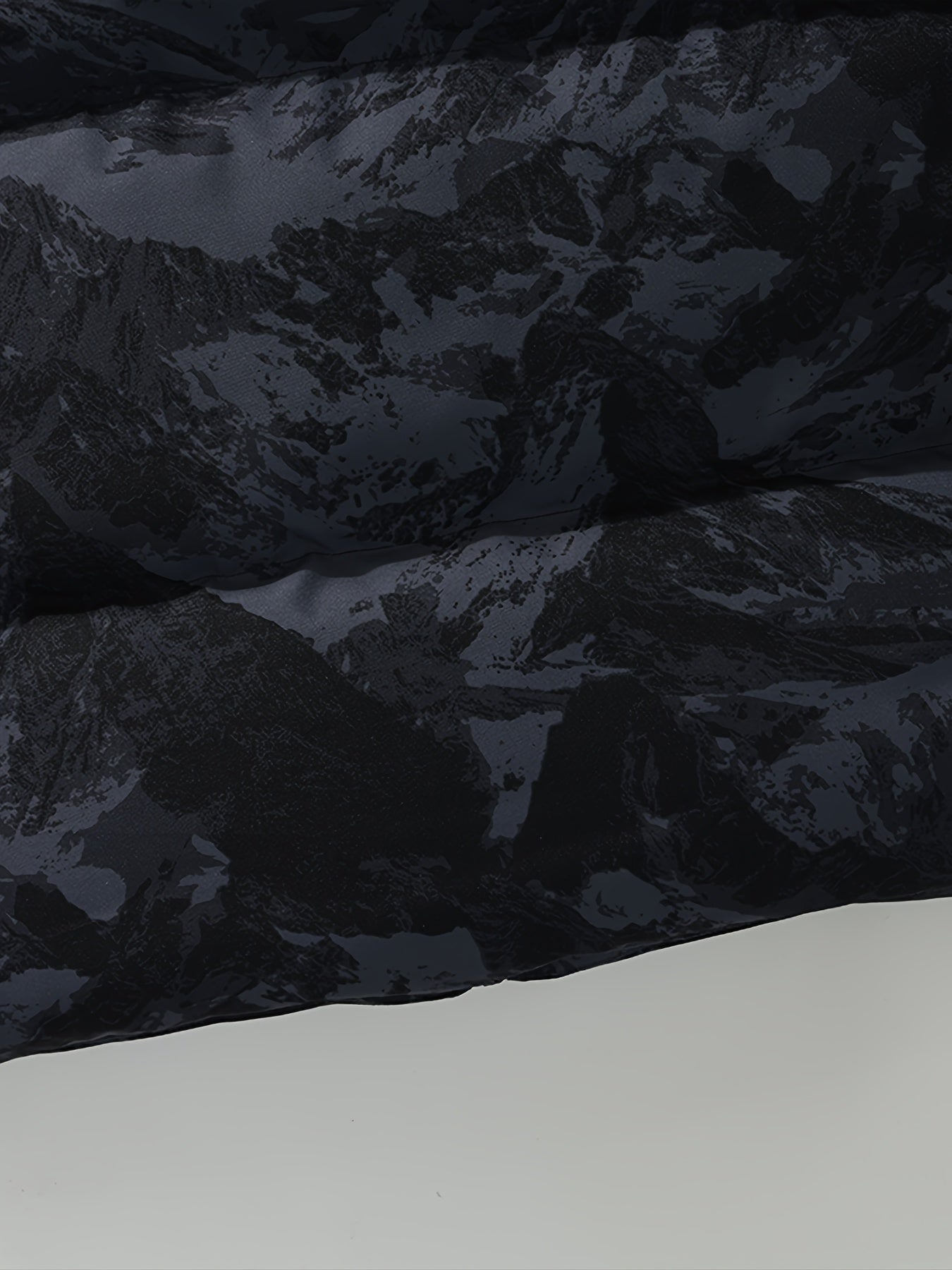 Men's Winter Mountain Camo Hooded Jacket with Insulating Polyester Fill - Stand Collar & Zippered Pockets, Machine Washable Outdoor Coat for Hiking, Camping, Casual Wear - White/Black/Gray (Regular Fit) by Ocean Muai Xing