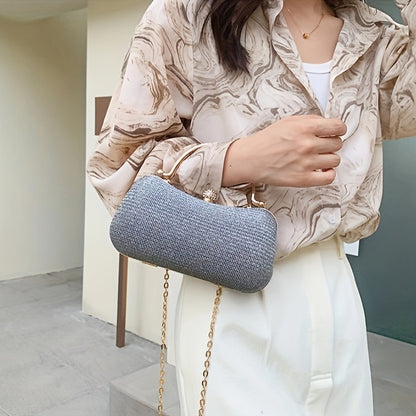 Glittering Rhinestone Women's Evening Bag, Sparkly Crossbody Chain Handbag, Clutch Purse For Parties And Dinners