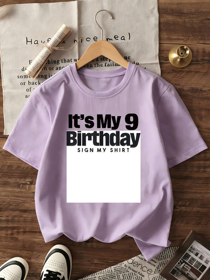 Girls' 10th Birthday Short Sleeve Cotton T-Shirt Casual Style