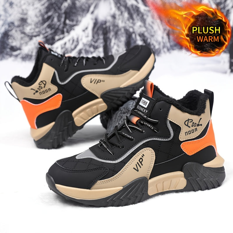 Men's Winter Fleece Ankle Boots Warm Non-Slip Casual Shoes