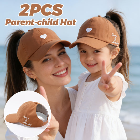 Matching Summer Baseball Caps for Kids, Ponytail Friendly, 2-Pack