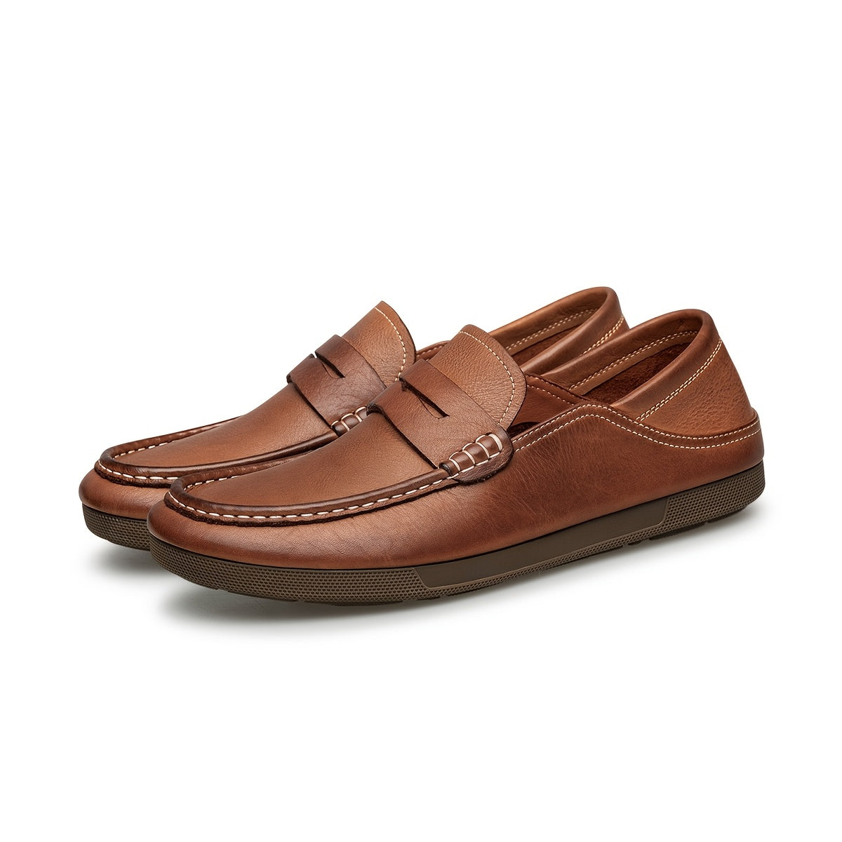 Men's Premium Washed Cowhide Loafers Soft Slip-On Casual Shoes