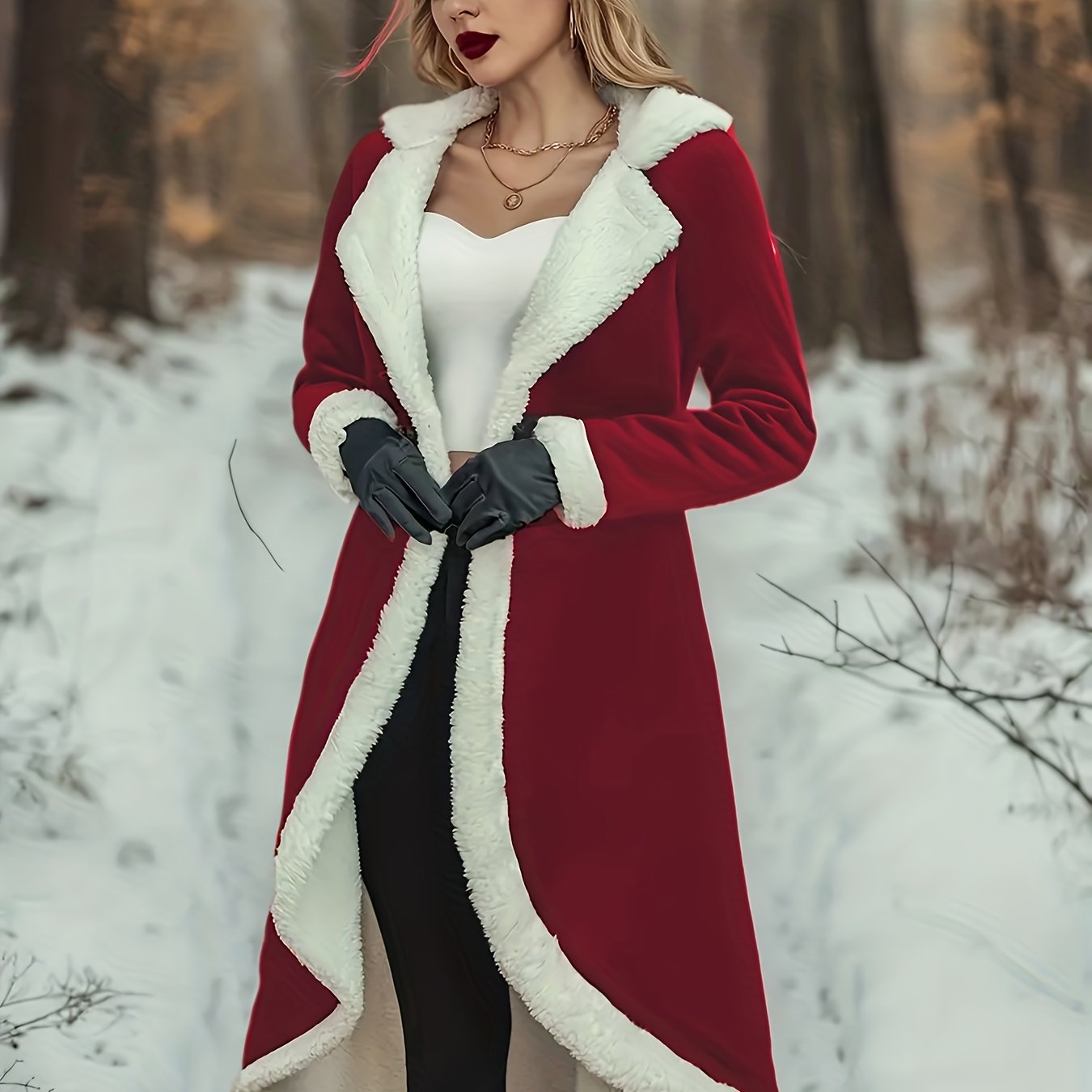 Korean Composite Thickened Winter Coat - Elegant Korean Jacket, Mid-Length Warm Outerwear with Hooded Long Sleeves, Solid Color Blazer for Fall & Winter, Machine Washable Cold Weather Clothing