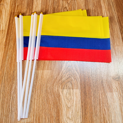 Colombia Handheld Flag Set 5pcs, 14x21cm Polyester for Sports