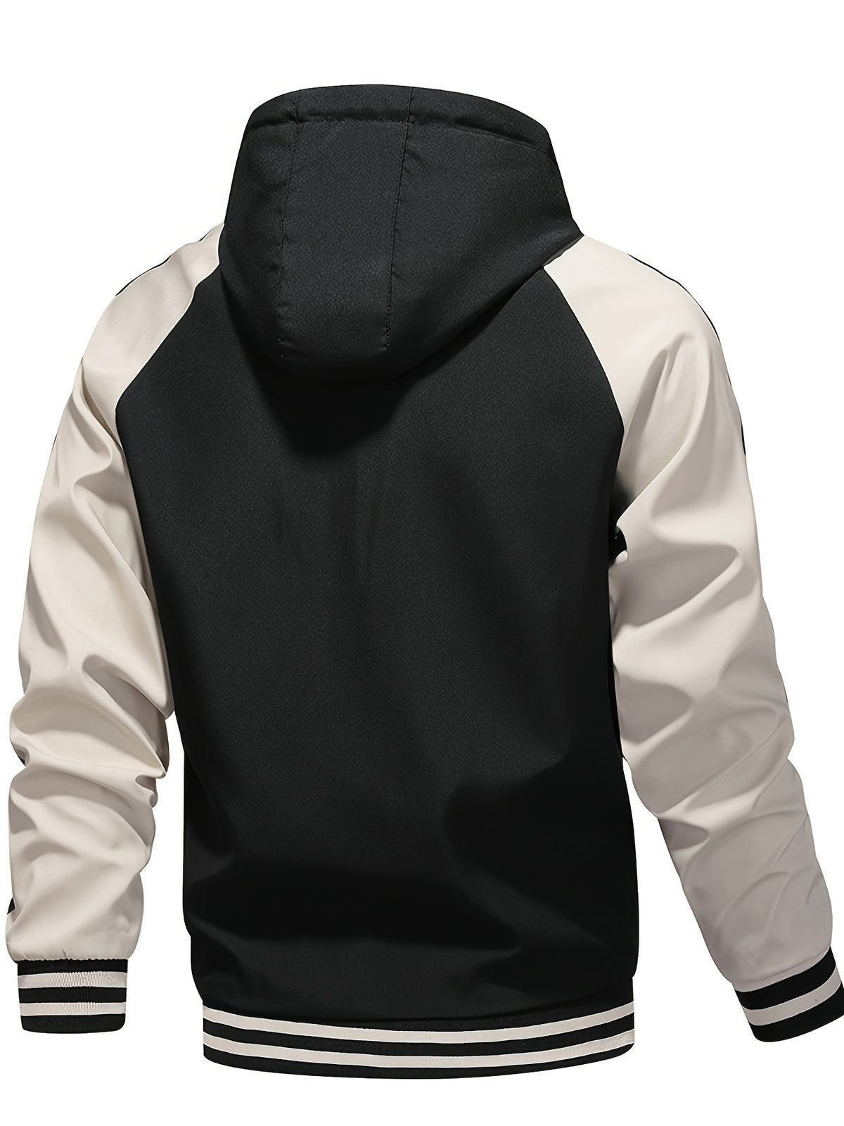Men's Hooded Color Block Zipper Coat for Spring & Autumn