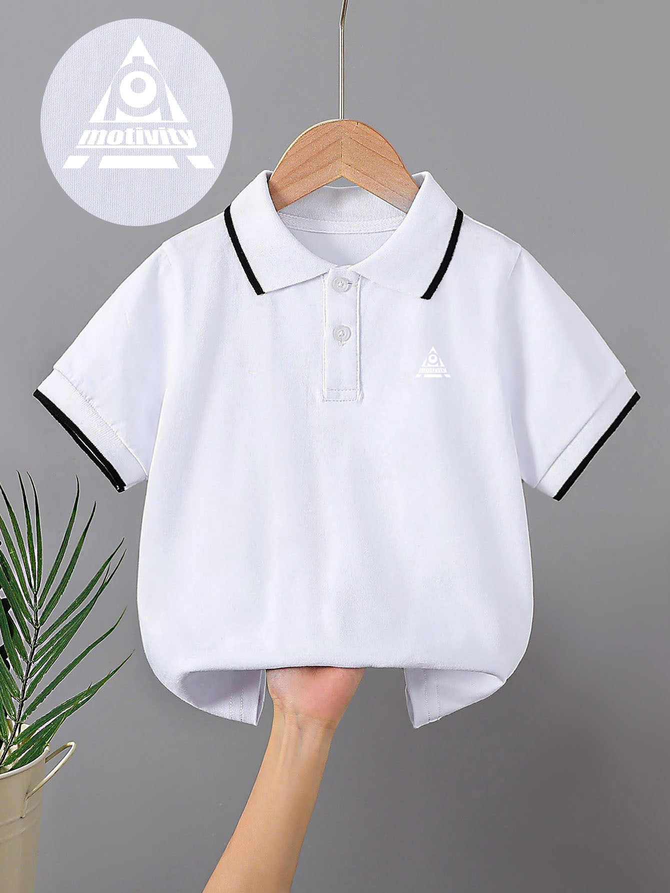 Kids' Summer Cotton Polo Shirt with Geometric Print