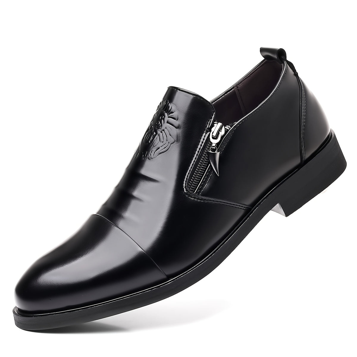 Men's Pointed Toe Business Loafers with Zipper Closure