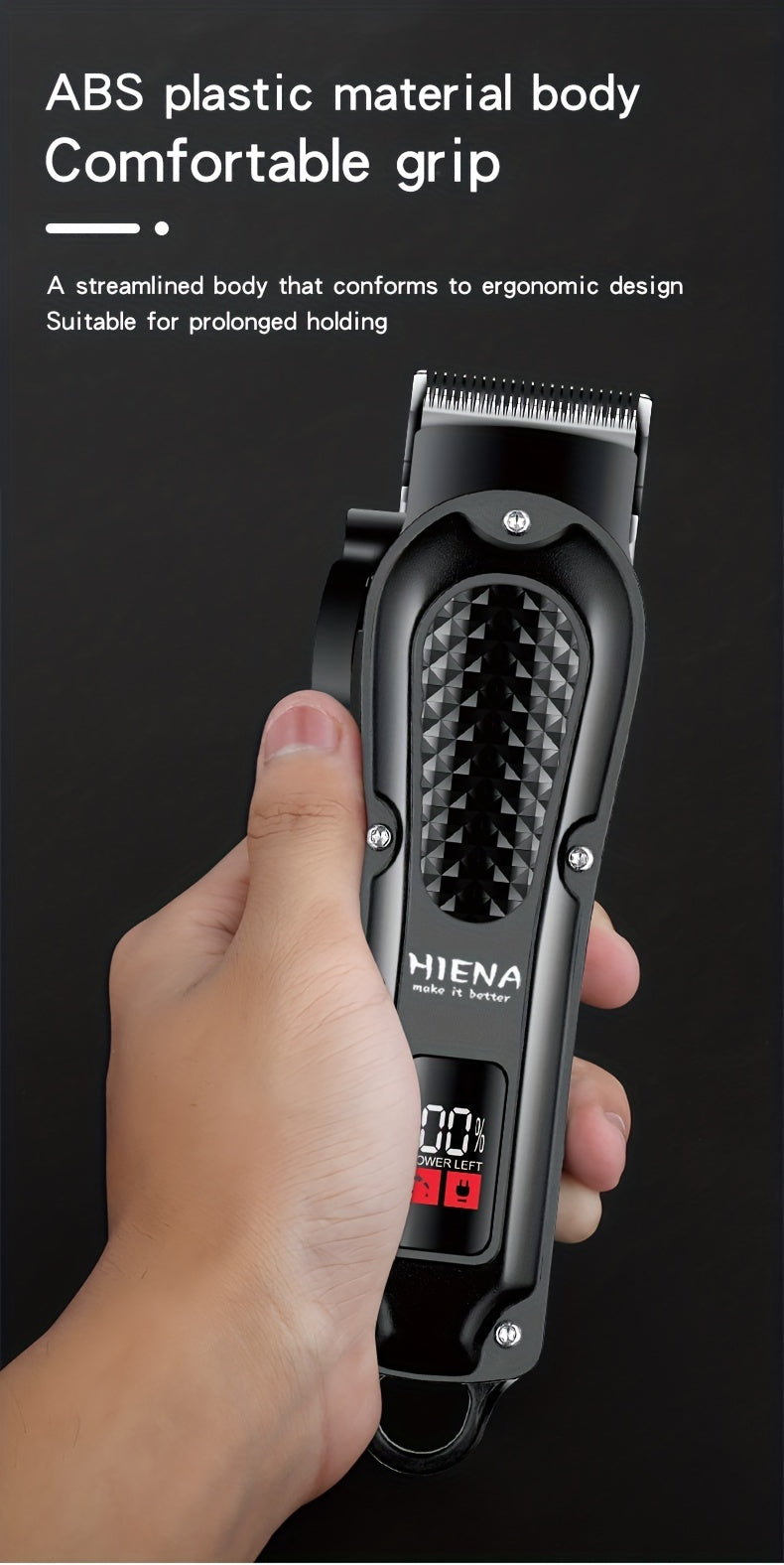 HIENA Professional Hair Clippers for Men and Women with LCD Display, USB Rechargeable, ≤36V Operating Voltage, 18650 Series Lithium Battery, Efficient and Precise Haircutting for Salon and Home Use - ayq