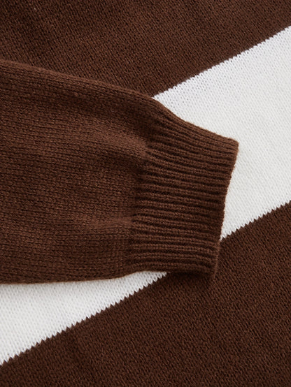 Men'S High-Neck Striped Knit Sweater, Stylish Color-Blocked Pullover for Spring And Autumn - ayq