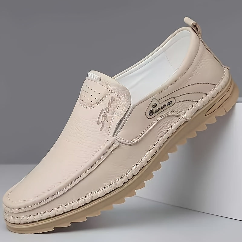Handcrafted Men's Casual Cowhide Shoes with Soft PU Soles