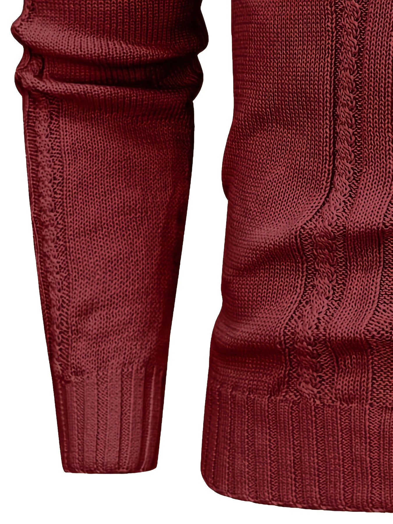Men's High Collar Warm Knit Sweater - Stretchy Fashion Ribbed Pullover, Elegant Gentleman Cardigan