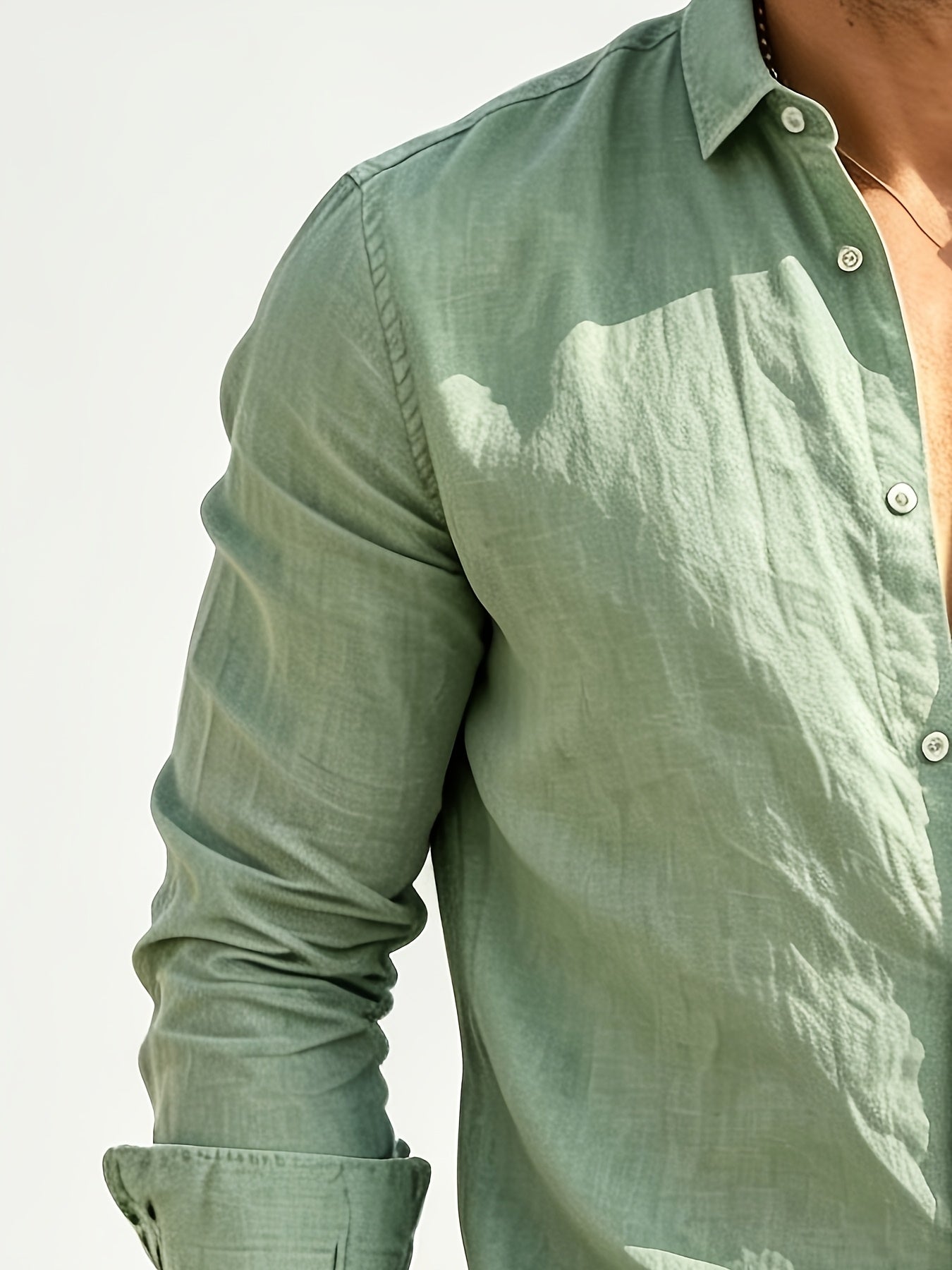 Men's Lightweight Long-Sleeve Casual Cotton Blend Shirt