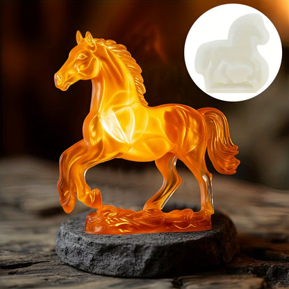 Running Horse Silicone Mold - Dynamic Running Horse Design with Expressive Eyes & Mane, for Candle, Resin, Concrete, Cement, Gypsum Crafts - Reusable Non-Toxic Mold for Home Decor, Birthday, Wedding, New Year'S Gift - Compati