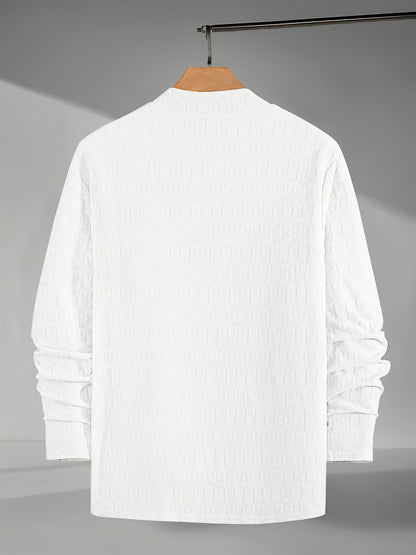 Men'S Long-Sleeve T-Shirt with a Half-High Collar, Casual Jacquard Base Layer for Outerwear, Stylish And High-Quality Top for Autumn And Winter