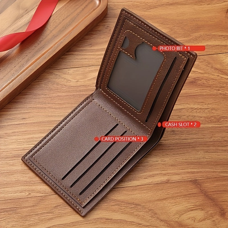 Men's Sleek Lychee Pattern Wallet - Large Capacity, Multi-Card Holder with Soft Faux Leather - Perfect for Christmas & Valentine's Day Gifts