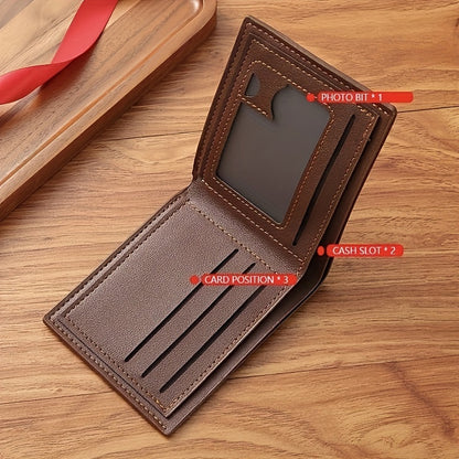 Men's Sleek Lychee Pattern Wallet - Large Capacity, Multi-Card Holder with Soft Faux Leather - Perfect for Christmas & Valentine's Day Gifts