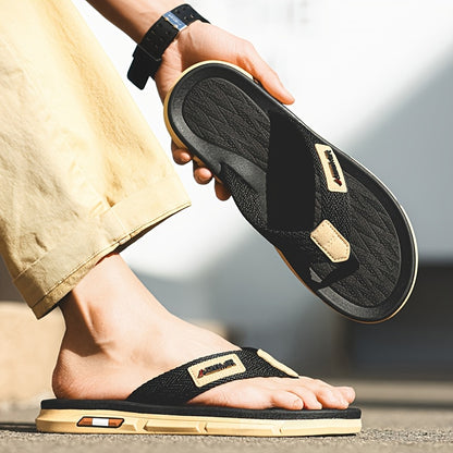 Men's Casual Slip-On Beach Sandals with Durable Rubber Sole