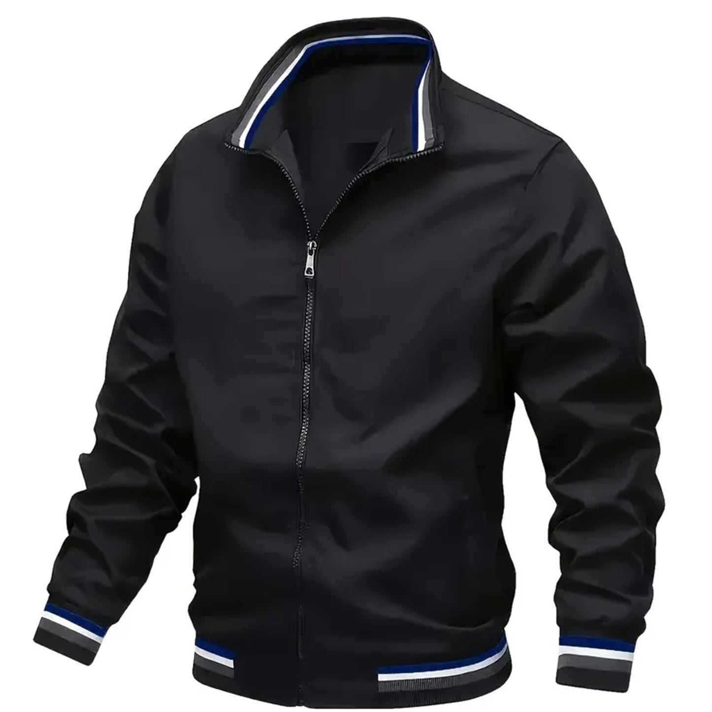 Men's Vintage-Inspired Hip Hop Baseball Jacket - Casual Sports Outerwear with Stand Collar, Zip-Up, Polyester - Perfect for Fall/Winter