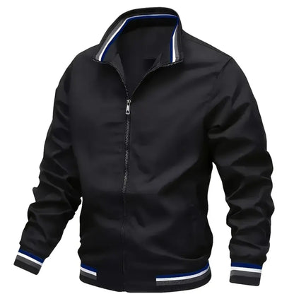 Men's Vintage-Inspired Hip Hop Baseball Jacket - Casual Sports Outerwear with Stand Collar, Zip-Up, Polyester - Perfect for Fall/Winter