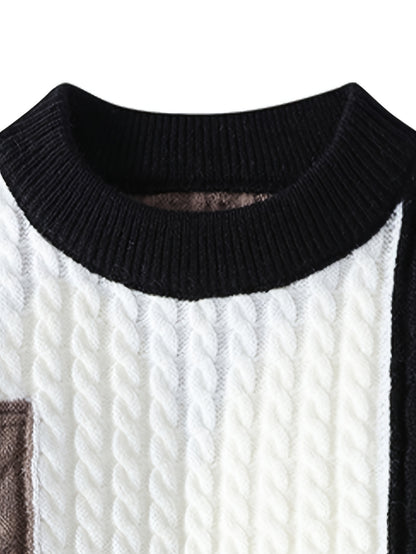 Men'S Sweater - Brown/ - Long Sleeve Crewneck Pullover for Fall/Winter, Office, Party, Everyday - Easy-Care Formal & Casual Sweater for Men