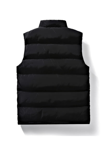 A Stylish New Men'S American-Style Vest, Featuring a Warm And Thick Black Design, Comfortable And Suitable for Winter, Lightweight And Foldable, Perfect for Skiing