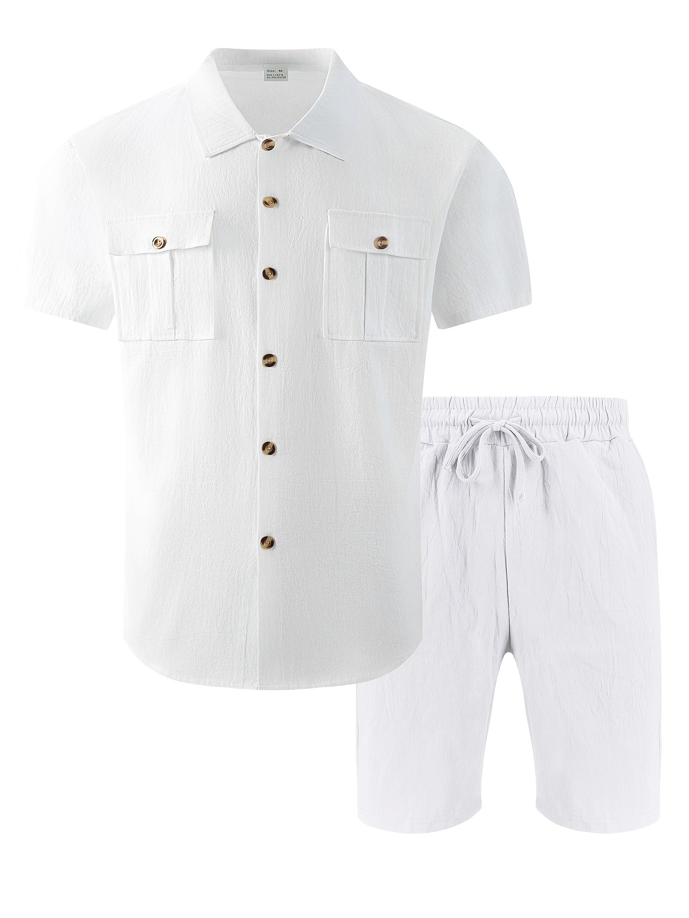 Men's Summer Linen Short Sleeve Shirt & Shorts Set