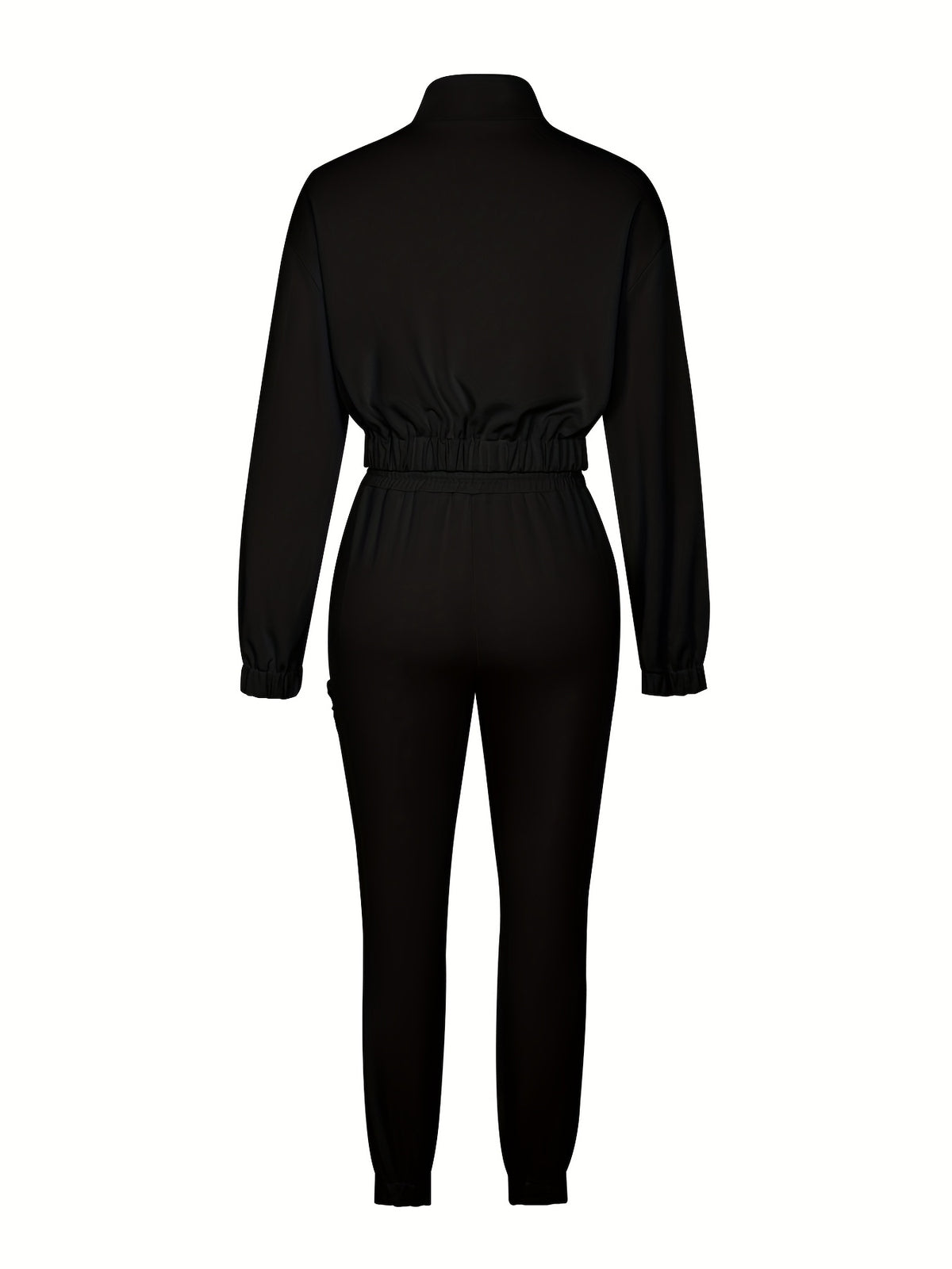 Women's Two-Piece Casual Set with Zipper Patchwork Detail - ayq