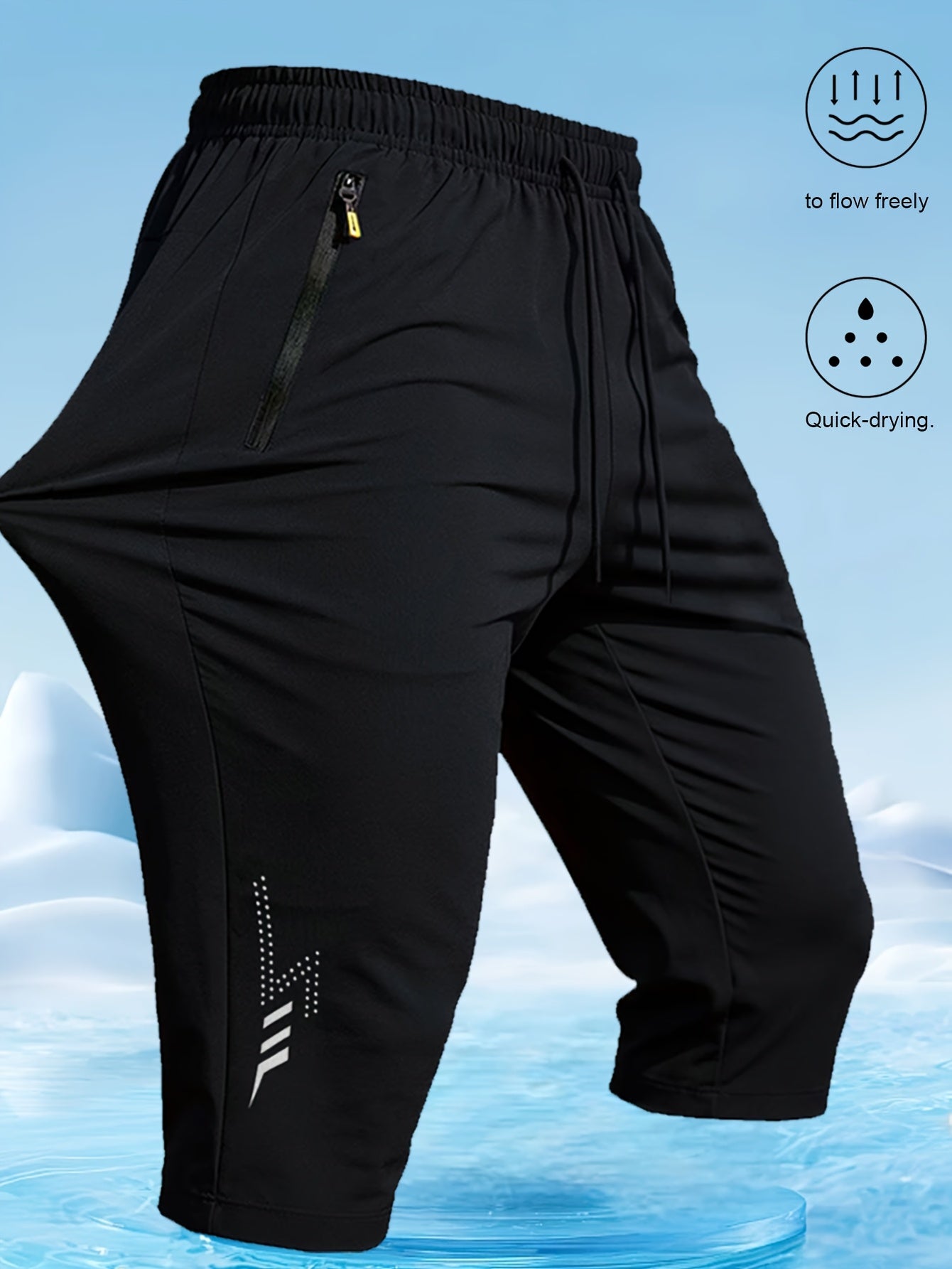 Men's Quick-Dry Polyester Swim Trunks with Zipper Pockets