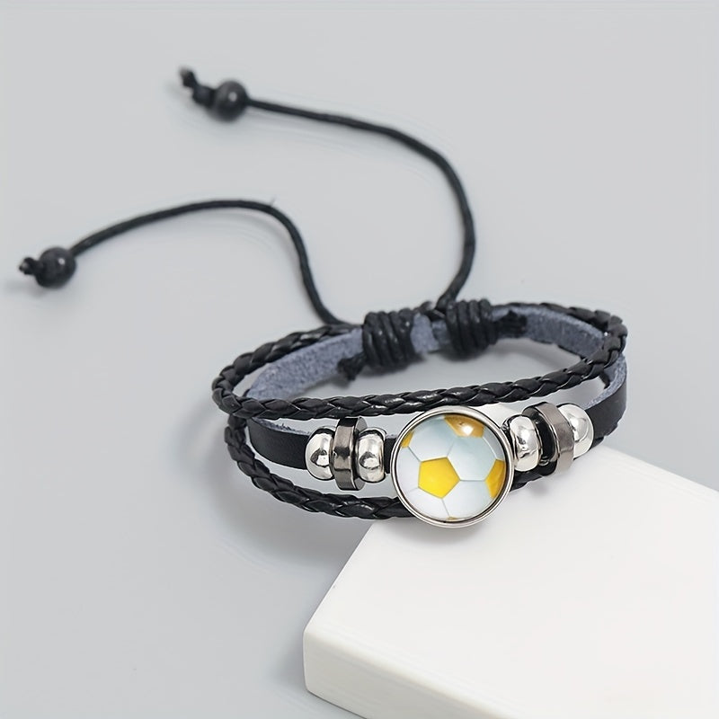 Fashionable PU Leather Football Fan Bracelet Sports Wristband