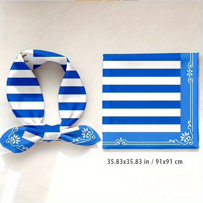 Uruguayan Flag Scarf 35-Inch Square Breathable Polyester