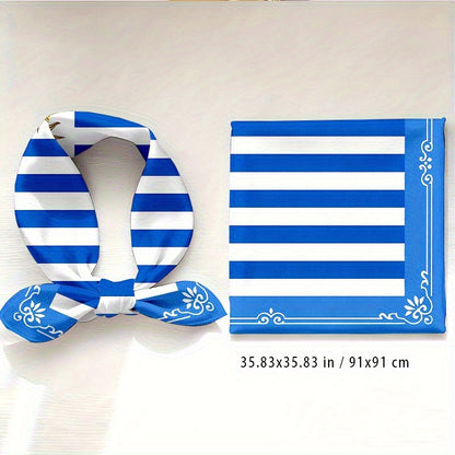 Uruguayan Flag Scarf 35-Inch Square Breathable Polyester