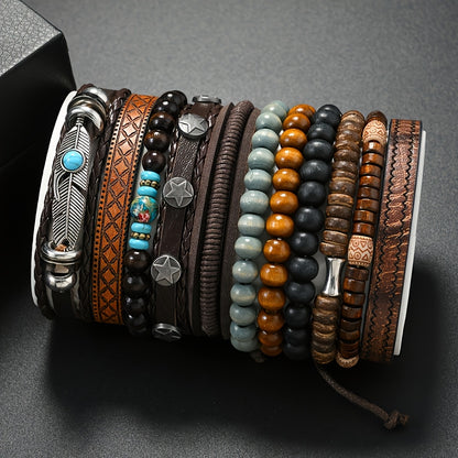 Popular 11pcs Handmade Braided Bracelet Set for Men