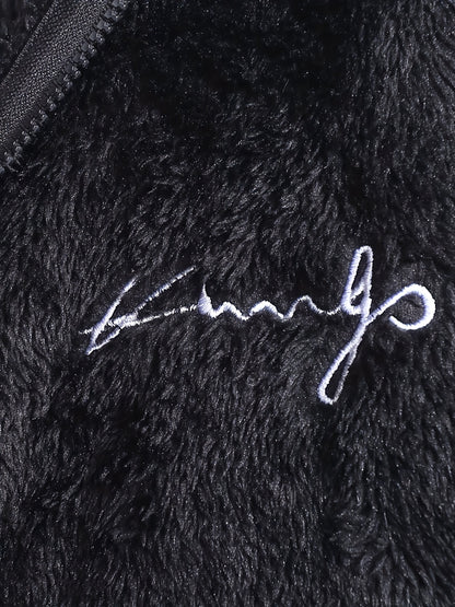 Casual Style] Men's "RELAX" Fleece Hoodie Jacket - Casual Dual-Sided Brown Teddy Coat with Zipper Closure, Long Sleeves for Fall/Winter, Casual Outerwear|Stylish Casualwear|Crafted Embroidery