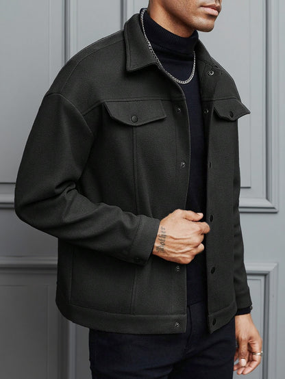 Fashionable and Comfortable Autumn Men's Casual Front Button Drop Shoulder Coat, Suitable for Husband Outings, Work, Parties, Dates, Travel, Date Night Outfit, Party Coat, Modern Menswear, Stylish Men's Wear, Quality Stitchin