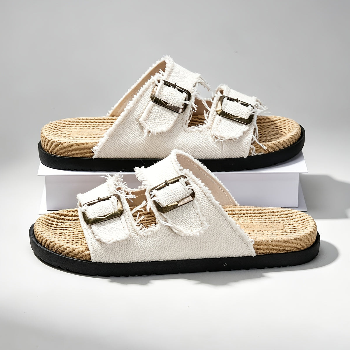 Men's Adjustable Double Buckle Summer Slides with Soft Sole