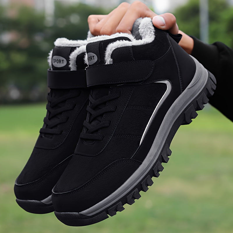Men's & Women's All-Black Winter/Fall Sneakers - Comfortable Slip-Resistant Arch & Cushioned Insole, Lace-Up or Closure, Slip-Resistant Rubber Sole, Warm Round-Toe Design - Casual & Light Sports Shoes for Elderly, Seniors, Wa