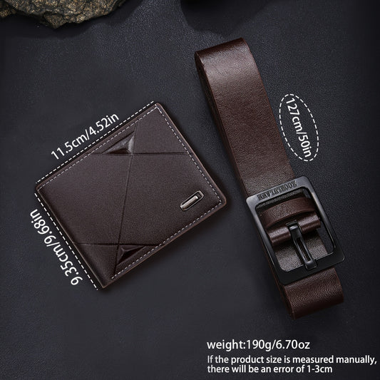 Men'S Business Casual Belt and Wallet Set | Premium Faux Leather, Simple and Elegant Belt with Practical and Exquisite Card Case, Ideal for Daily Travel and Business Activities (Box Not Included)
