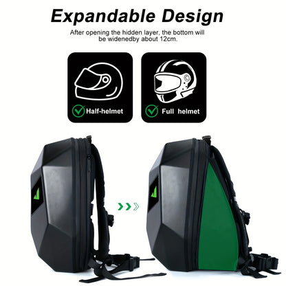 Crelander LED Men'S Motorcycle Backpack - Sleek Black  Red Hard Shell Travel Bag with USB Charging, 48.01cm x 35.56cm Capacity, Ergonomic Design for Camping, Cycling  Outdoor Adventures, Motorcycle Bag, Adventure Gear, Stre