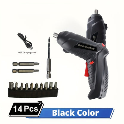 14/47pcs Cordless Electric Screwdriver, Screw Gun, Compact Portable Screwdriver Kit for Electric Drill Sets, Adjustable Design, Durable Battery, High Torque, Includes Various Accessories for Lovers And Professionals