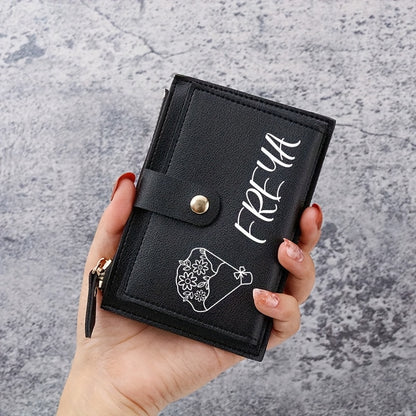 Women'S Personalized Custom Logo Name Wallet - Elegant Minimalist Zipper Closure, Multi-Card Holder & Coin Purse, Lightweight Compact Design with Golden-Tone Hardware, Perfect Gift For Birthdays, Valentine'S Day, Everyday Use